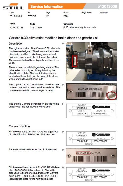 Product picture CARRARO (STILL) axle EC35, EC50, EC50i, 8.30 modification